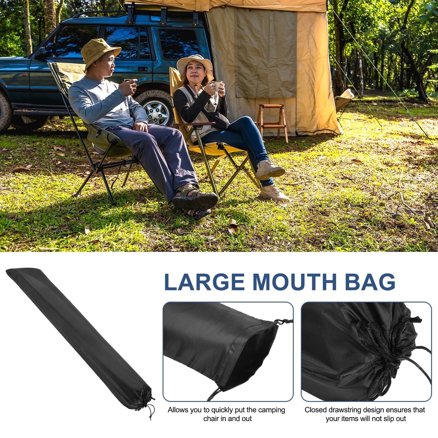 2 pcs Camp Chair Replacement Bag 24" x 8" Nylon Carrying Bag Outdoors Folding Chair Cover Tripod Case Bag Black