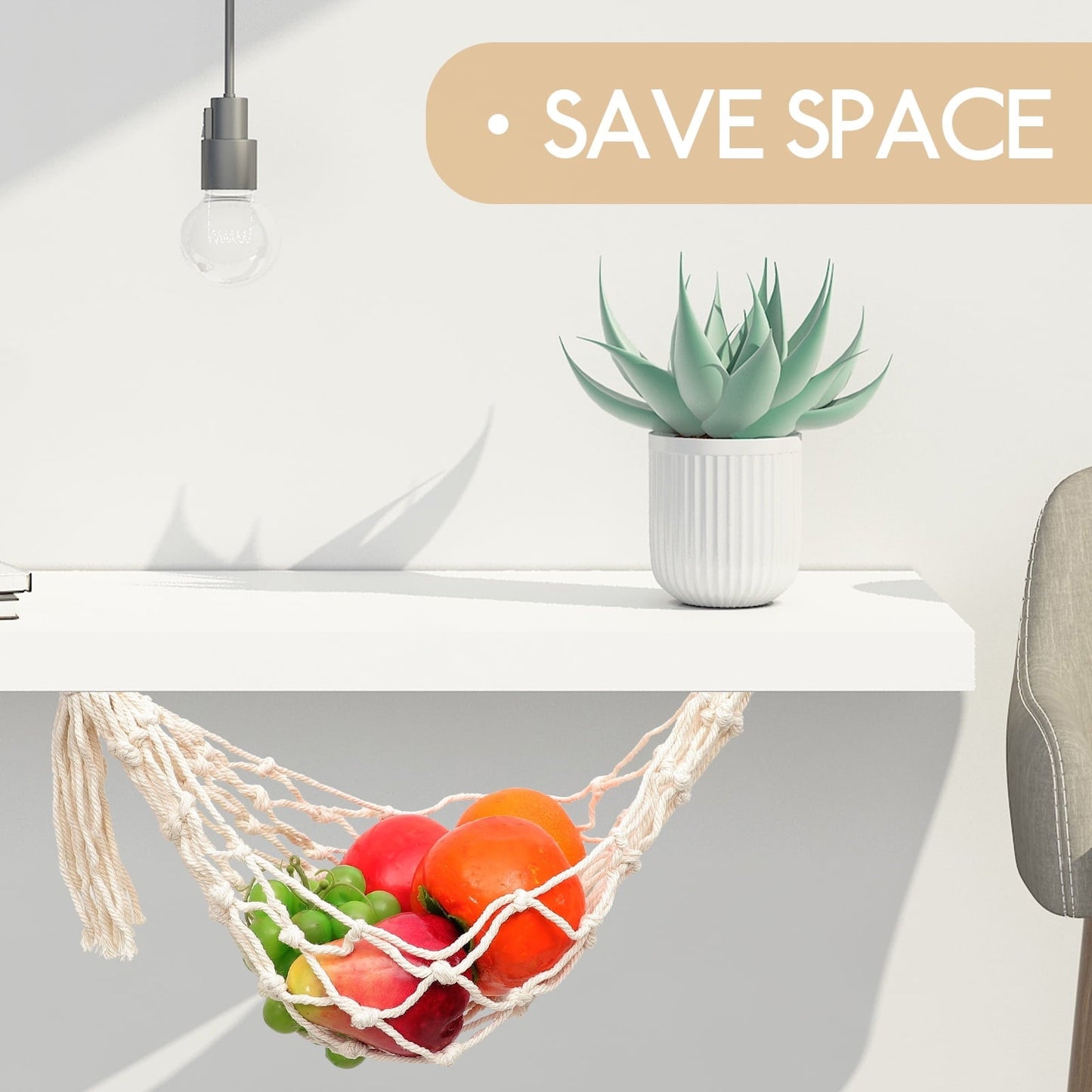 Clispeed Handwoven Fruit Hammock Cotton Minimalist Style for Homeowners 1Pack