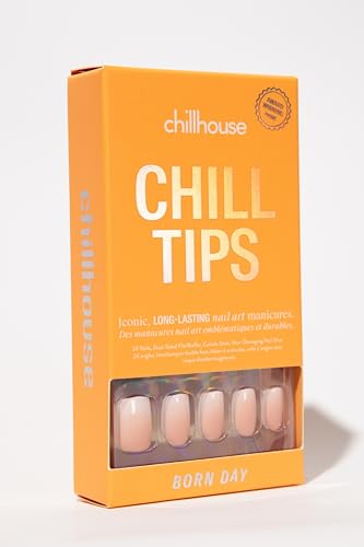 Chillhouse - Chill Tips, Press on Nails Kit - Born Day (Square) - 24 Nail Shapes & Sizes - Up to 3 Weeks of Wear - Customizable Fit - Reusable - Latina Founded & Women Owned - Beauty & Self Care