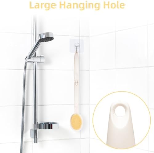 LFJ 19" Long Handle Shower Sponge Brush Set, 3 in 1 Body Brush, Bath Sponge and Lotion Applicator Improved Skin Health, Suitable for Men and Women (White Brush-2P)