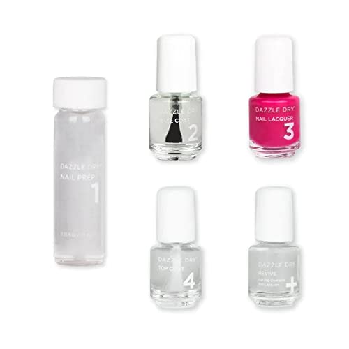 Dazzle Dry Mini Kit 4 Step System - Heart of Fire, a beautiful bright hot pink. Full coverage, cream. (5 Piece Kit / 5 Manicures)