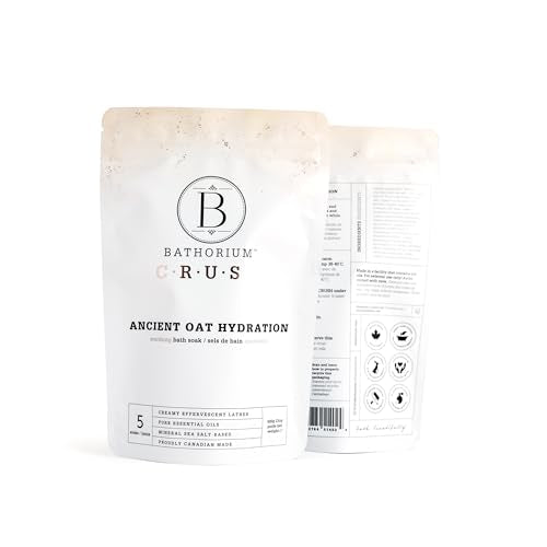 Bathorium Ancient Oat Hydration Crush, Mineral Sea Salt Bath Soak, Skin-Soothing Colloidal Oats, Light Floral Fragrance, pH-Balanced, Approximately 5 Soaks, 21 oz