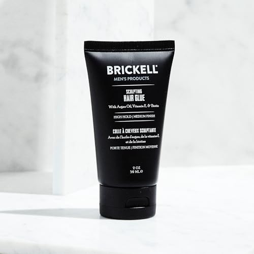 Brickell Men's Hair Styling Sculpting Hair Glue For Men, All Day Lasting Hold for Sculpting and Shaping Hair, 2 Ounce, Scented (2 oz)