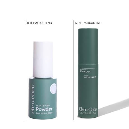 Cleo+Coco - Natural Dry Shampoo Powder - For Body & Hair - For Women - Absorbs Odor & Sweat - Essential Oils & Arrowroot Powder - Free of Talc & Parabens - PCR - Made in USA - Basil Mint - 4oz