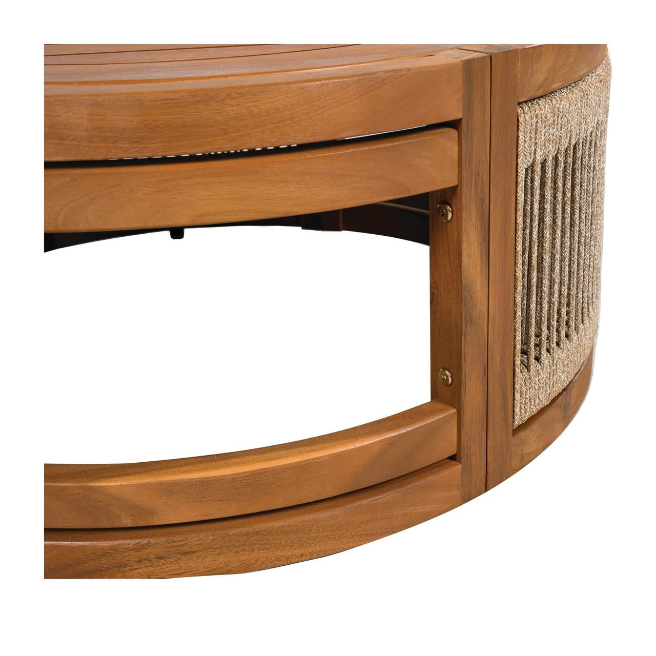 Homy Casa Round Outdoor Coffee Table for Poolside Patio Lounge, Coastal Style, Natural Wood Look