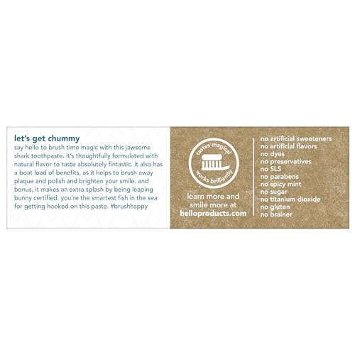 hello Smiling Shark Fluoride Free Kids Toothpaste, Natural Fruit Punch, 4.2 Oz Tube (Pack of 3)