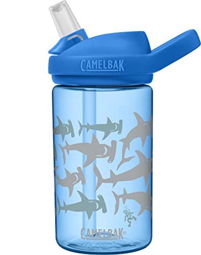 CamelBak eddy+ 14oz Kids Water Bottle with Tritan Renew – Straw Top, Leak-Proof When Closed, Hammerheads