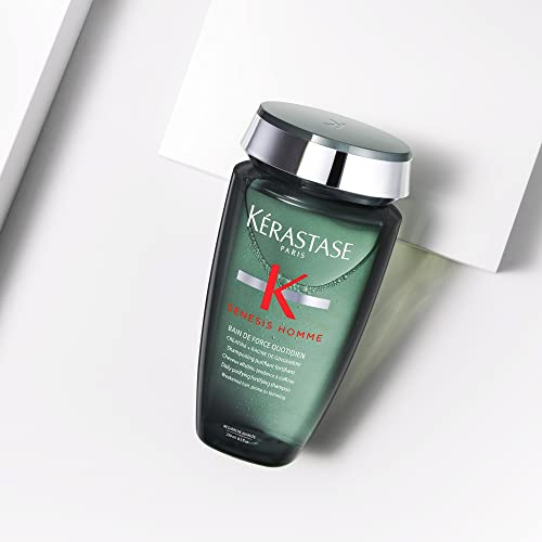 Kerastase Genesis Homme Bain De Force Shampoo For Men - Deep Cleansing & Hydrating, For Weakened Hair & Beard, 8.5 Fl Oz