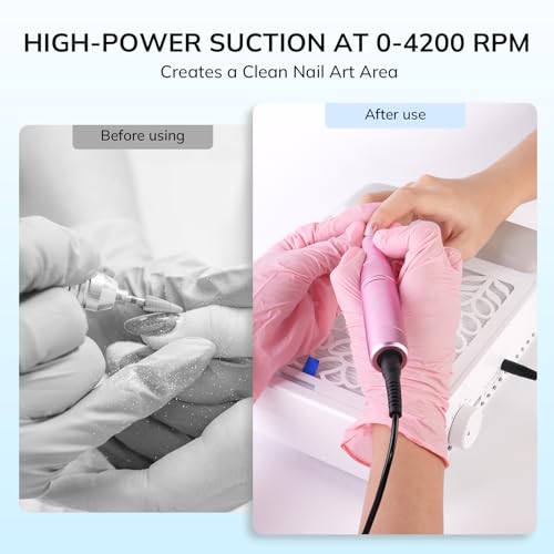 Lavinda Nail Dust Collector, Efficient Nail Dust Vacuum with Washable Filter, Ideal for Acrylic Nail Art, Polishing, Manicure & Pedicure in Salons and Home Use