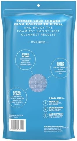 BONDI Exfoliating Washcloth for Smooth Skin - Extra Long - Perfect for Back Scrubbing - Made in Japan