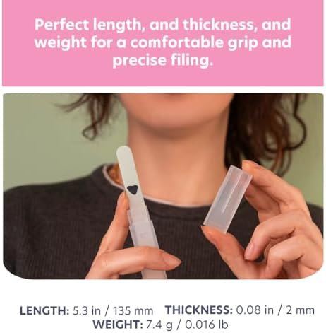 Bona Fide Beauty Czech Glass Nail File for Natural Nails (Guava Color), Fine Grit (180/240) Etched Crystal Fingernail File with Clear Case. Ideal Gift for Bridesmaids.