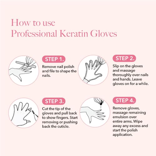 Bodipure Professional Keratin Gloves for Nail Strengthening, Moisturizing Hand Mask for Dry and Cracked Hands, Hand and Cuticle Treatment with Vegetable Keratin Cream 12 Pairs