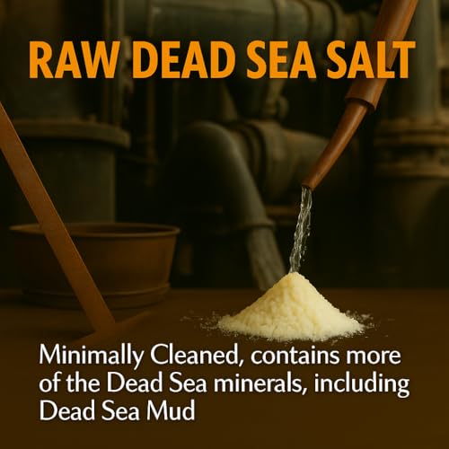 Aromasong Raw Dead Sea Bath Salt - Minimally Cleaned, Contains More Dead Sea Minerals Including Dead Sea Mud - 100% Pure & Natural Dead Sea Salts for Soaking 5 LB - Bulk Resealable Pack