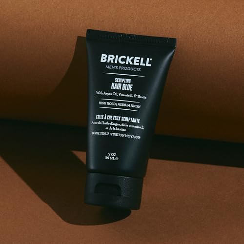 Brickell Men's Hair Styling Sculpting Hair Glue For Men, All Day Lasting Hold for Sculpting and Shaping Hair, 2 Ounce, Scented (2 oz)