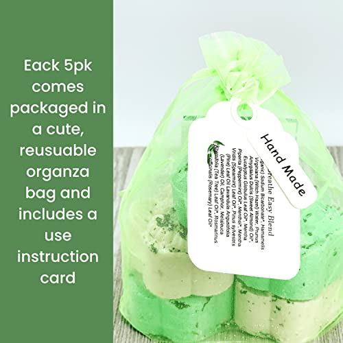 Breathe Easy Aromatherapy Shower Bombs (5PK XTRA STRENGTH) – Menthol, Peppermint, Rosemary Essential Oils – Ease Sinus, Colds, Cough, Congestion – Spa Christmas Gift (Add Shower Bomb Bag)