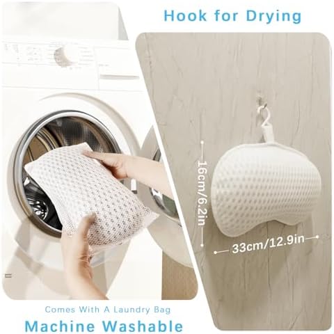 Bathtub Bath Pillows for Tub - Bathtub Pillow for Neck & Back Support with Ergonomic TPE, 4D Mesh Upgraded Bath Tub Pillow Headrest with 3 Strong Suction Cups & Hook, Bathroom Accessories, Spa Gifts