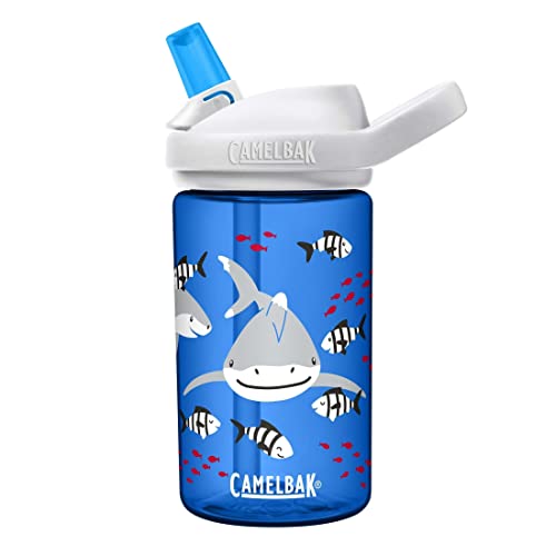 CamelBak eddy+ 14oz Kids Water Bottle with Tritan Renew – Straw Top, Leak-Proof When Closed, Friendly Sharks