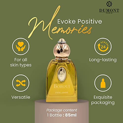 BOROUJ PERLADOR - 85ml - Unisex Perfume for Men & Women - Arab Inspired Fragrance with Musky Notes - Long Lasting Cologne Mist & Body Spray - for Him & Her