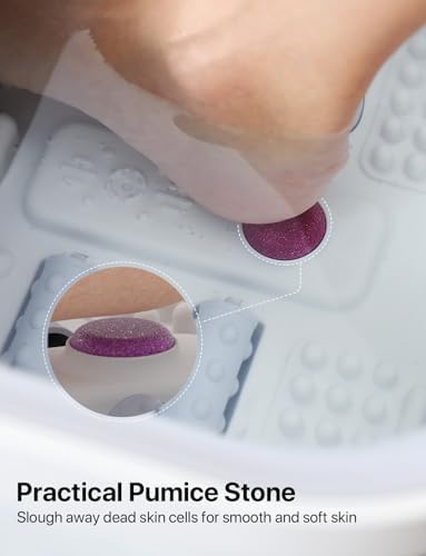 ALLJOY Foot Spa Bath Massager with Heat, Collapsible Foot Massager Spa Soaking Tub with Bubbles, Pumice Stone, Timer, 6 Shiatsu Massage Rollers Pedicure FootSpa for Relaxation, Gifts for Dad, Mom