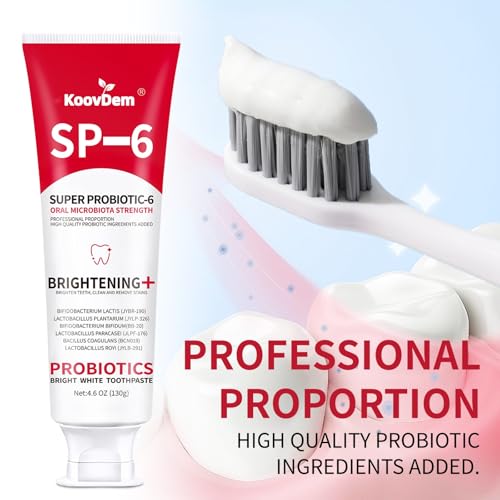 2025 New Sp-6 Probiotics Whitening Toothpaste-Fluoride-Free, Enhanced Formula with 6 Probiotics for Gum Care & Fresh Breath, Fresh Mint Flavor(2PC)(Red)
