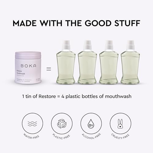 Boka Travel Size Mouthwash Tablets - Hydroxyapatite, Fluoride Free & Alcohol Free - Chewable Tablets to Freshen Breath, Kill Odor Quickly - (90 Pcs, Mint)