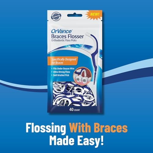 Braces Flosser - Designed for Braces for an Easy & Effective Clean, Ultra Strong Floss - 40 Count (Pack of 2)