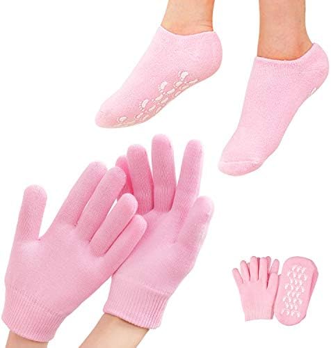 4 PCS Moisturizing Gloves and Socks, Gel Spa Moisturizing Therapy Sock & Glove, Soften Repairing Dry Cracked, Hands Feet Skin Care, Effective in Repair Dry and Chapped Hands and Feet Skin Care(Small)