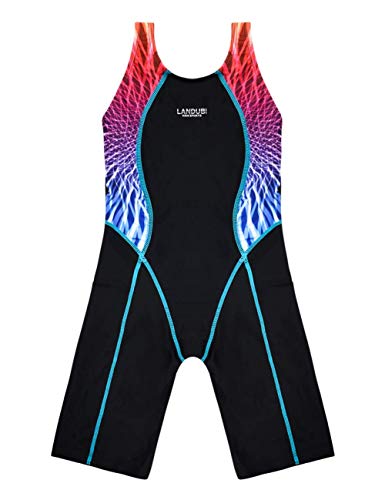 Cadocado Little Girls Athletic Swimsuit One Piece Racer Back Boyleg Sport Swimwear,Multicolored,4-6 Years