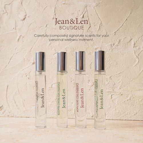 Jean & Len Scent Experience Peony & Lychee, Eau de Toilette with peony & lychee fragrance, practical mini perfume, ideal for on the go, minimalistic glass bottle, 0.34 Fl. Oz.