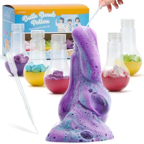 Bath Bomb Potion Kids,6 Pack Non-Toxic Fizzy Bubble Bath Explosions of Vibrant Color Colorful,Fun Time Science Toddler