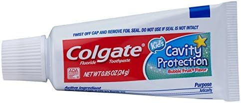 Colgate Kids Cavity Protection Fluoride Toothpaste, Bubble Fruit Flavor, Travel Size 0.85 oz (24g) - Pack of 12
