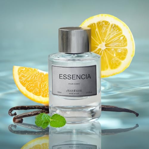 Jean Rish Essencia Pour Homme Eau De Parfum for Men (3.4 Fl Oz / 100ml) with Mint, Lemon & Vanilla Notes - Long Lasting and Luxury Fragrance