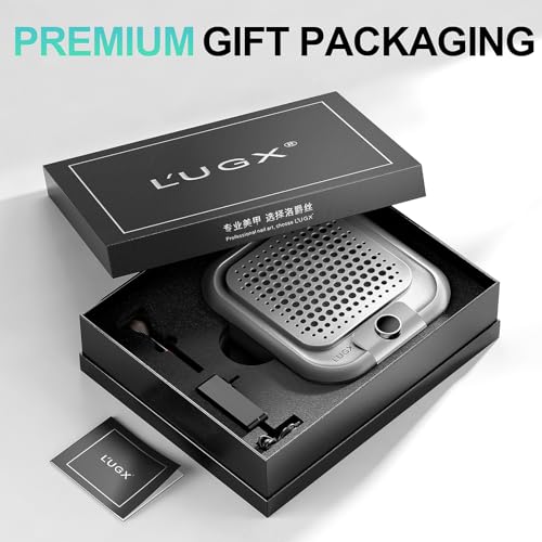 L'UGX Professional Nail Dust Collector for Acrylic Nails with 2 Reusable Filters,10-Gear Powerful Nail Vacuum Drill Duster Collector Extractor for Nail Salon & Home Use,Low Noise