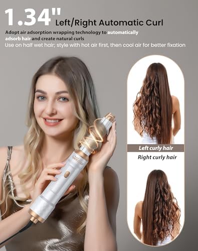 6 in 1 Hair Dryer Brush,Blow Dryer Brush Ionic Hair Dryer,Multi Hair Styler for Fast Drying Styling Curling Straightening Volumizing,Hair Curler Hair Straightener Styler Autowrap Air Styler