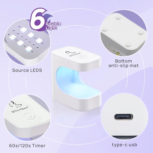 BTArtboxnails Builder Gel for Nails and Portable Nail Lamp Set, XCOATTIPS Protecting Duo