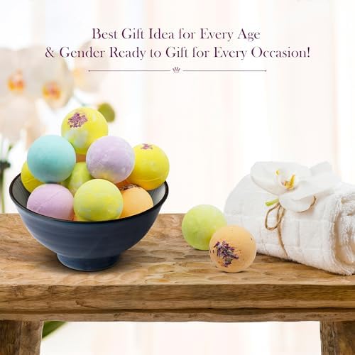 Bath Bombs for Women Gift Set - 30 Natural and Organic Bath Bombs with Essential Oils & Moisturizing Shea Butter, Spa Birthday Gift, Mother's Day, Selfcare Gifts for Her, Women, Bridesmaid Gift