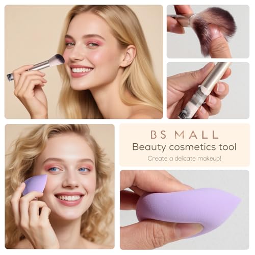 BS-MALL large Led Makeup Mirror Case Travel Makeup Brushes Set 15 Pcs – LED Light Mirror with Makeup Sponge for Enhanced Beauty Routine Desk Stand Led Mirror