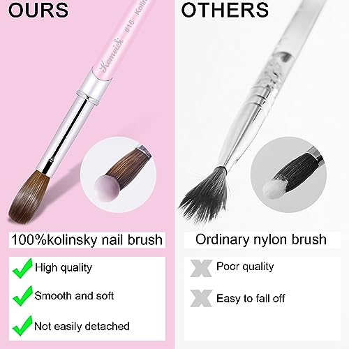 Acrylic Nail Brush Size #10, 100% Pure Kolinsky Nail Art Brushes for Acrylic Application, Sturdy Handle Oval Shaped Acrylic Powder Nail Design Tools for Professional Manicure DIY
