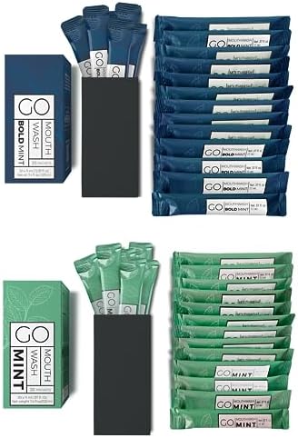 Bold Mint GO Travel Size Mouthwash Packets β Individual Mini Mouthwash for Fresh Breath - Smart Single Packet Design to Reduce Travel Bottle Waste.