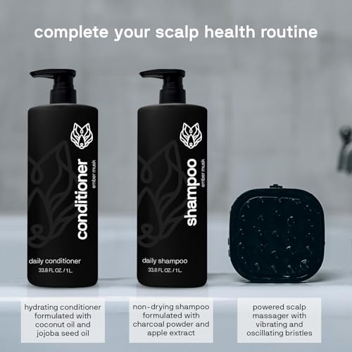 Black Wolf Mens Shampoo for Oily Hair, 12 Fl Oz - Charcoal-Infused Oil Control Shampoo with Moisturizing & Deep Cleansing Formula Hydrates & Nourishes Scalp - Daily Hair Care for Men
