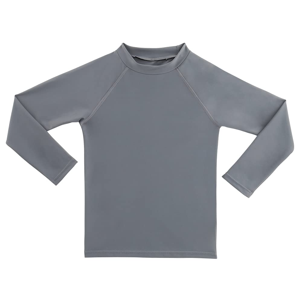 KAKU NANU Long Sleeve Rash Guard Boy Kids UPF 50+ Swim Shirts(Dark Grey,3T)