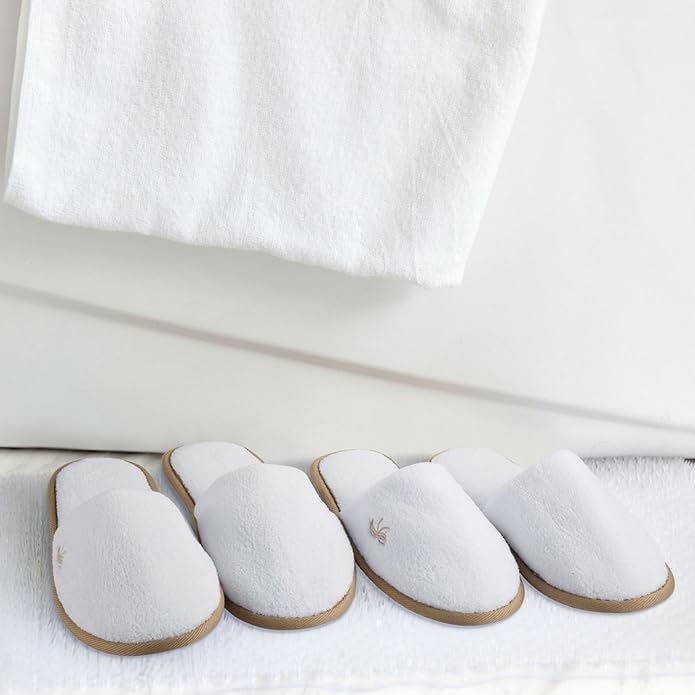 BERGMAN KELLY - Spa Slippers - Disposable Indoor House Slippers - Closed Toe House Shoes for Men & Women - Value Pack Hotel Indoor Shoes for Guests - Washable & Reusable for Travel & Wedding