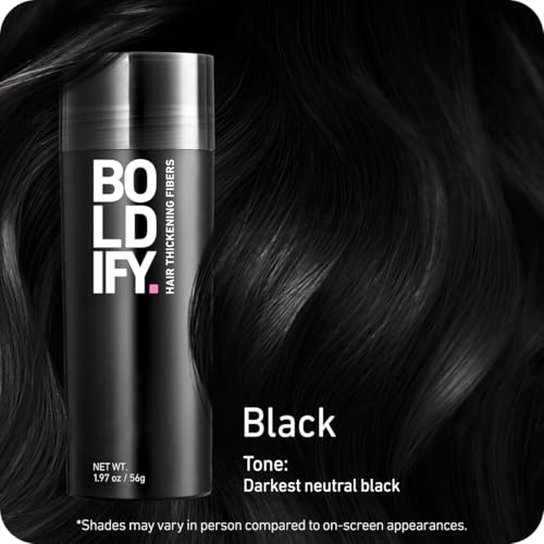 BOLDIFY Hair Fibers (2 x 56g) - Fill In Thinning and Fine Hair for an Instantly Fuller, Thicker Look - 14 Shades for Women & Men - Black
