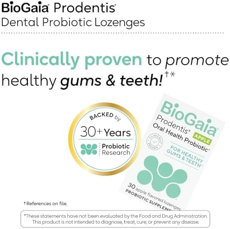 BioGaia Prodentis | Dental Probiotic Lozenges | Promotes Healthy Gums & Teeth | Defends Against Dental Problems | Replenishes Oral Microbiome | Improves Oral Health | Apple Flavor | 30 Day Supply