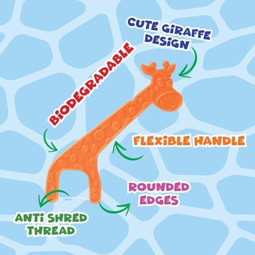 Biodegradable Kids Flossers - Dental Floss Picks for Children | Fluoride & Plastic-Free | Colorful & Fun Animal Floss Sticks | Eco Friendly, Vegan, Natural (Strawberry - 200 Pack)