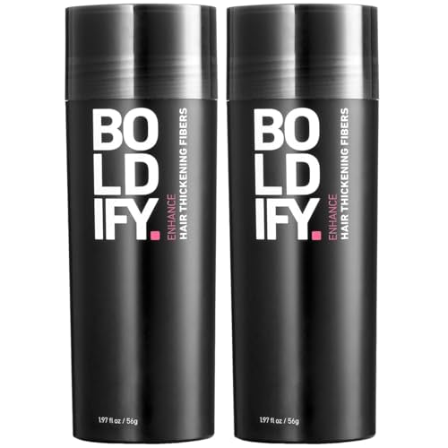 BOLDIFY Hair Fibers (2 x 56g) - Fill In Thinning and Fine Hair for an Instantly Fuller, Thicker Look - 14 Shades for Women & Men - Black
