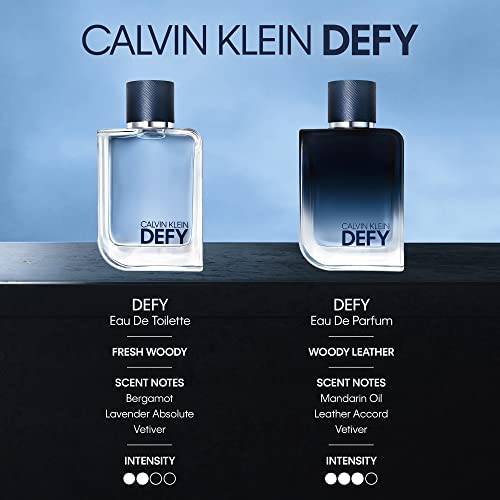 Calvin Klein Defy Eau de Parfum – Woody & Leathery Men’s Cologne – With Notes of Mandarin Oil, Leather Accord & Vetiver – Long Lasting Fragrance
