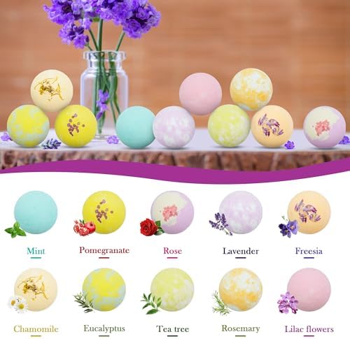 Bath Bombs for Women Gift Set - 30 Natural and Organic Bath Bombs with Essential Oils & Moisturizing Shea Butter, Spa Birthday Gift, Mother's Day, Selfcare Gifts for Her, Women, Bridesmaid Gift