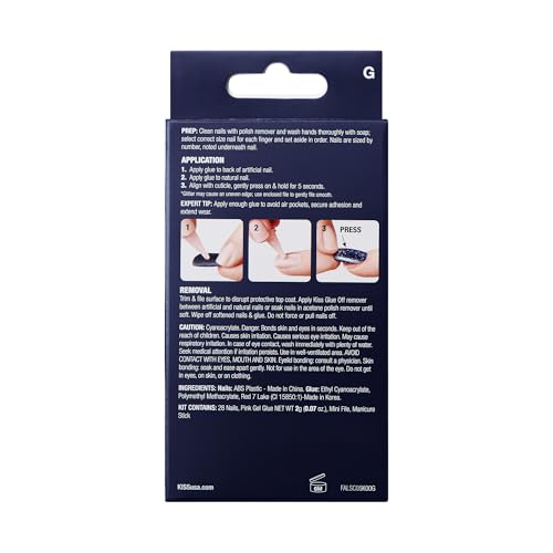 KISS Gel Fantasy 28 Pcs Press On Nails, Long Almond Fake Nails, Black Grey Snake Design Stick On Extensions, Reusable Full Cover Kit with Glue, Manicure Stick & File, 7 Day Wear, Vegan & Cruelty Free