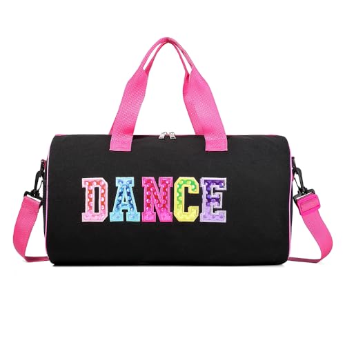 Dance Duffle Bag for Girls, Kids Toy Storage Bag,Weekend Bag,Overnight Bag,Gymnastics Bag Gift for Girls17"Lx9"Wx9"H (Colorful)